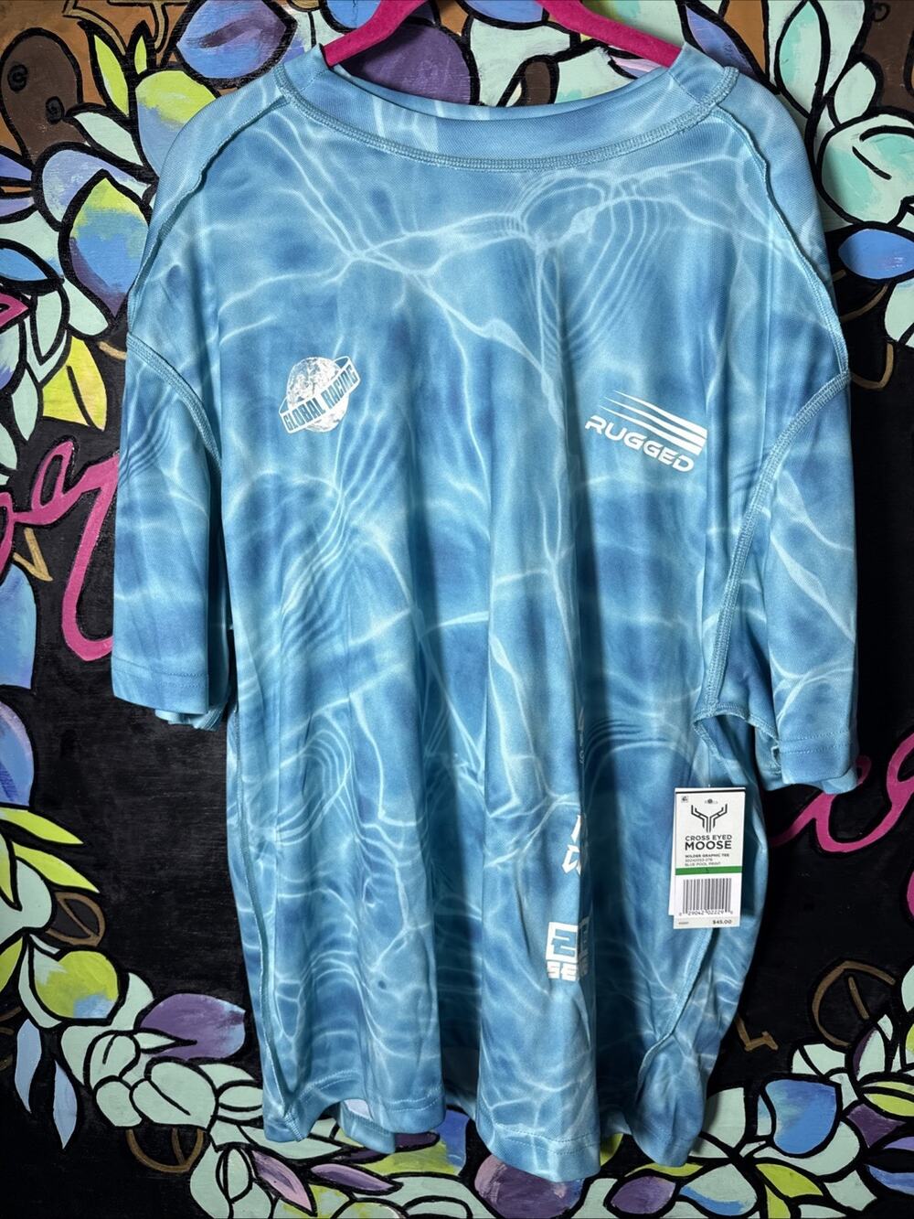 Cross Eyed Moose Wilder Graphic Tee, Blue Pool Print, Large